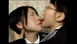 Asian Lesbian Wild Tongue Kiss